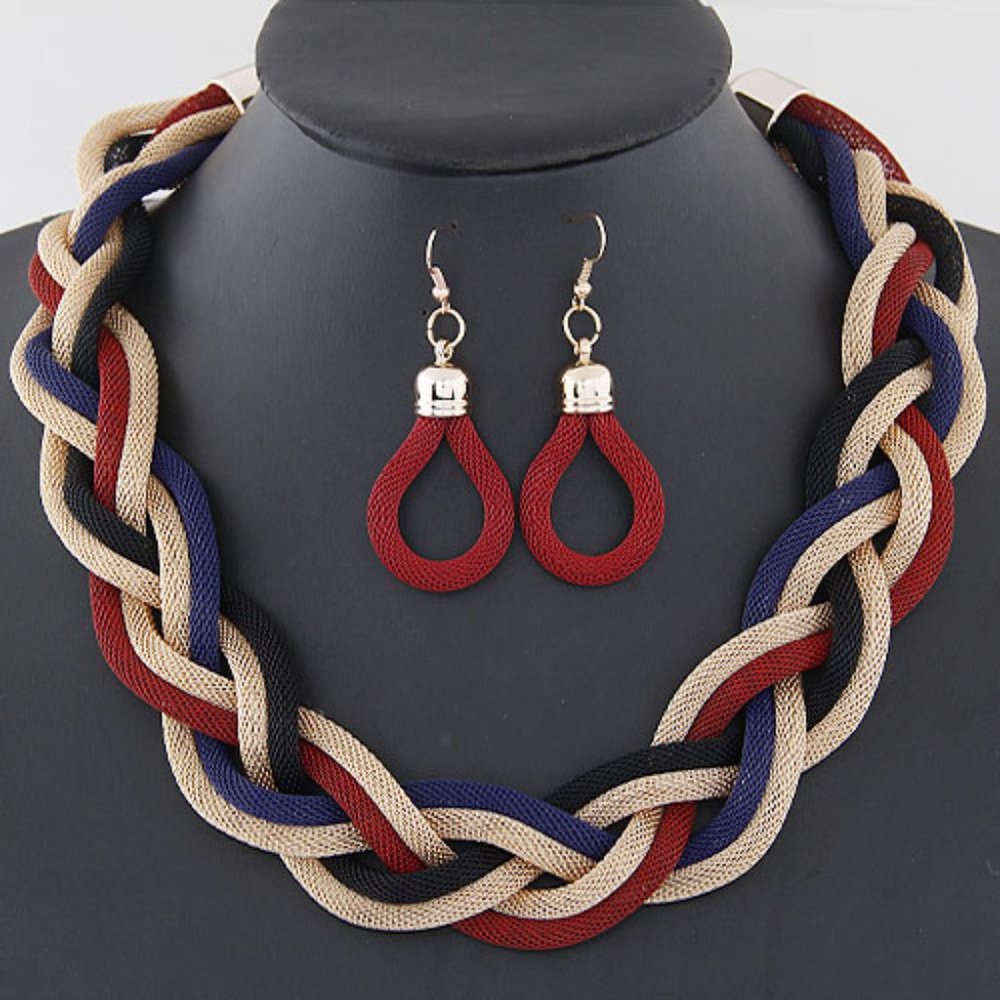 Fashion Color Metal Chain Weave Simple Design Set